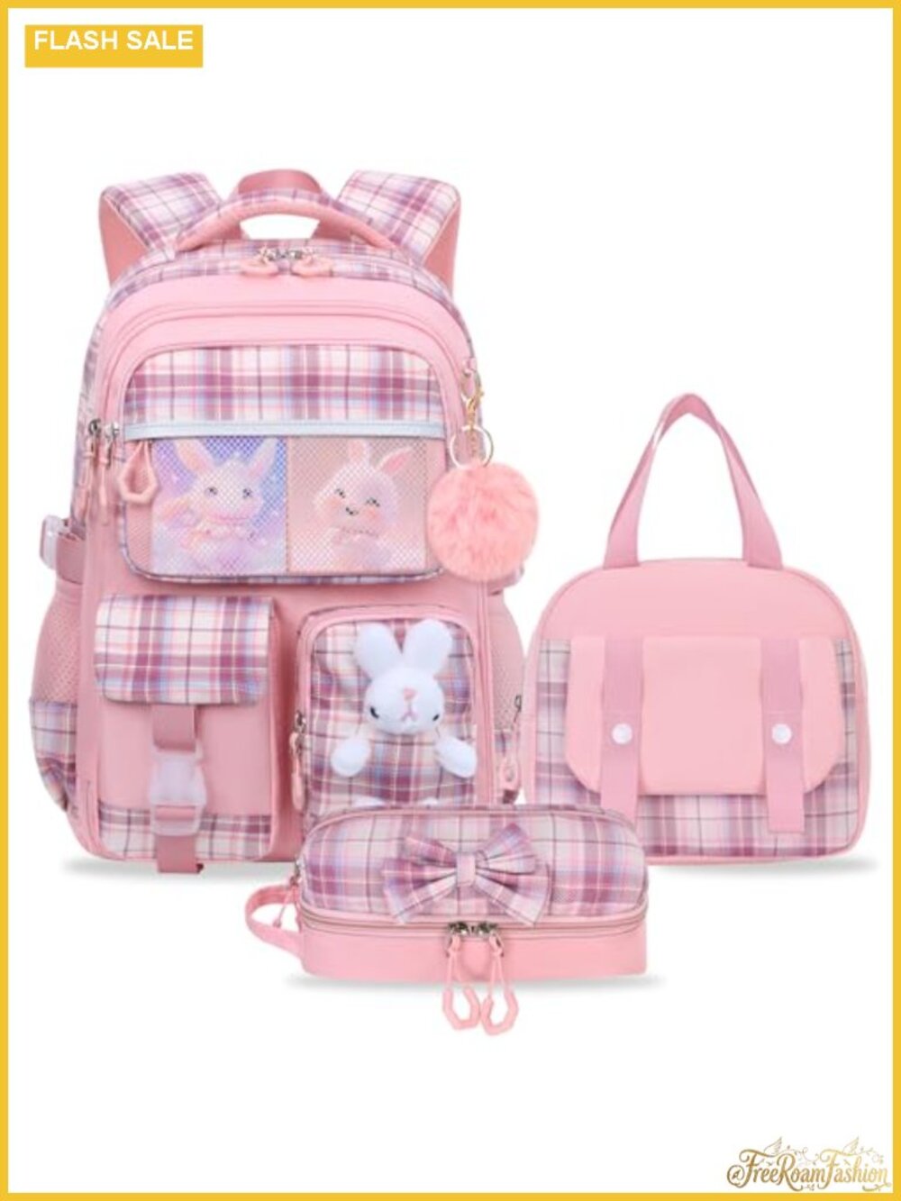 Kids School Backpack Set for Girls, Insulated Lunch Box & Pencil Case, Nylon